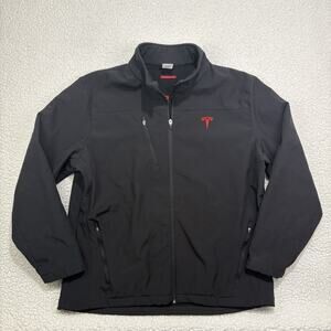 Tesla Employee Softshell Jacket Mens XL Full Zip Black Red Logo Fleece Lined